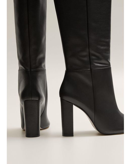 Mango Leather High leg Boots in Black Lyst UK