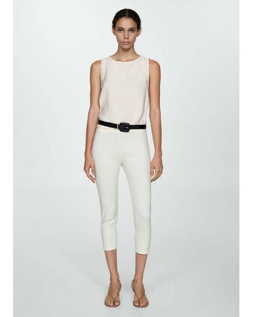 Mango White Fluid Strapless Top Ecru