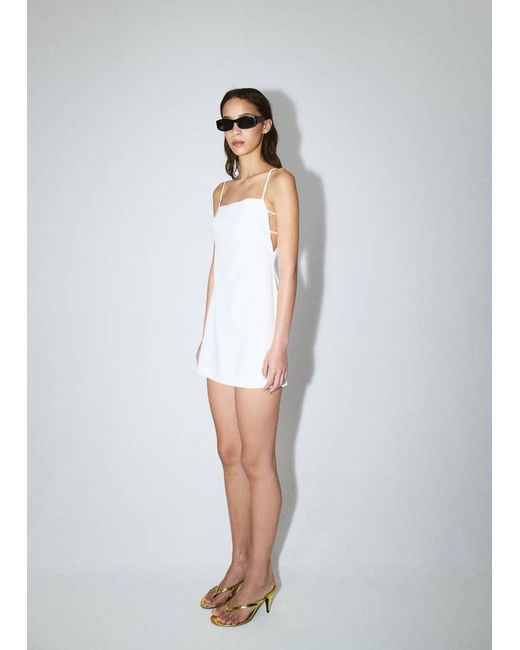 Mango White Short Dress With Side Slits