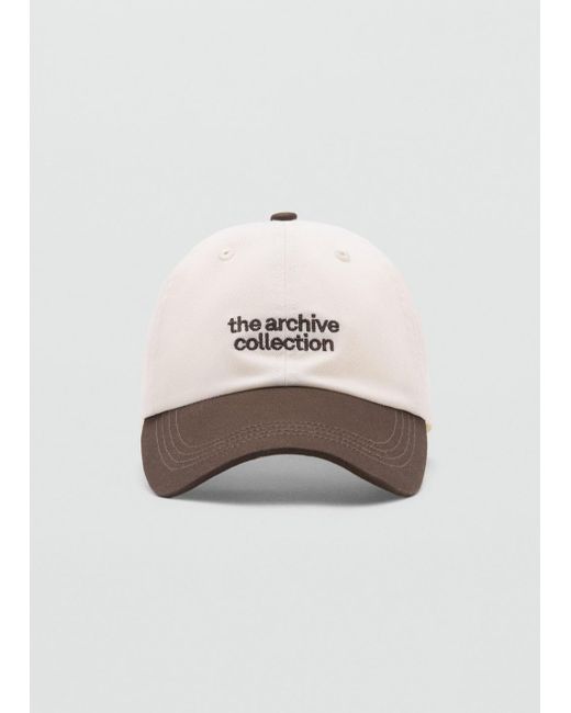 Mango White Embroidered Message Cap