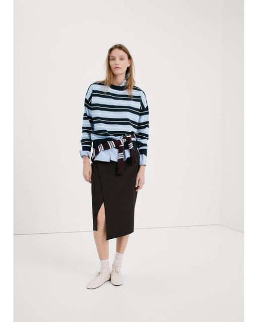 Mango Blue Knit Striped Sweater