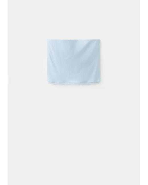 Mango Gray Strapless Top With Ruffles