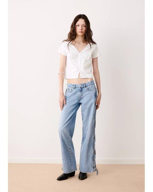 MANGO TEEN Blue Cotton Blouse With Button Detail