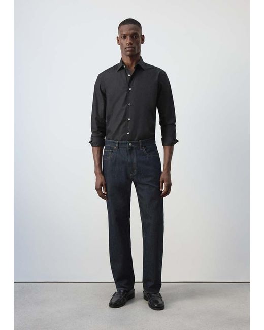 Mango Black Regular-Fit 100% Cotton Shirt for men
