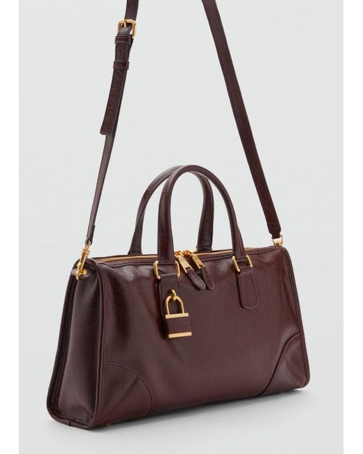 Borsa Manici Finitura Lucida Cioccolato di Mango in Brown