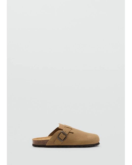 MANGO TEEN Natural Leather Clogs With Buckle