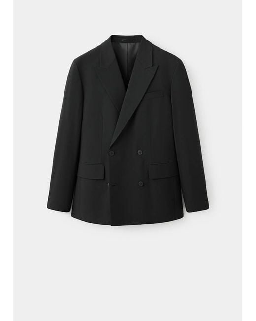 Mango Black Boston Regular-Fit Double-Breasted Suit Jacket for men