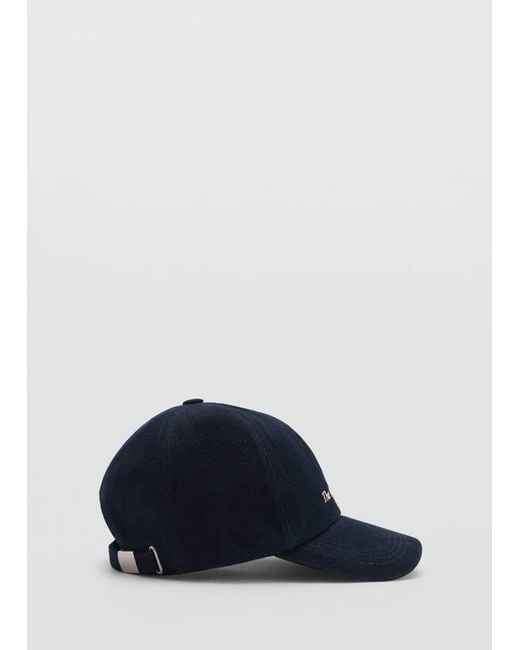 Mango Blue Embroidered Message Cap Dark