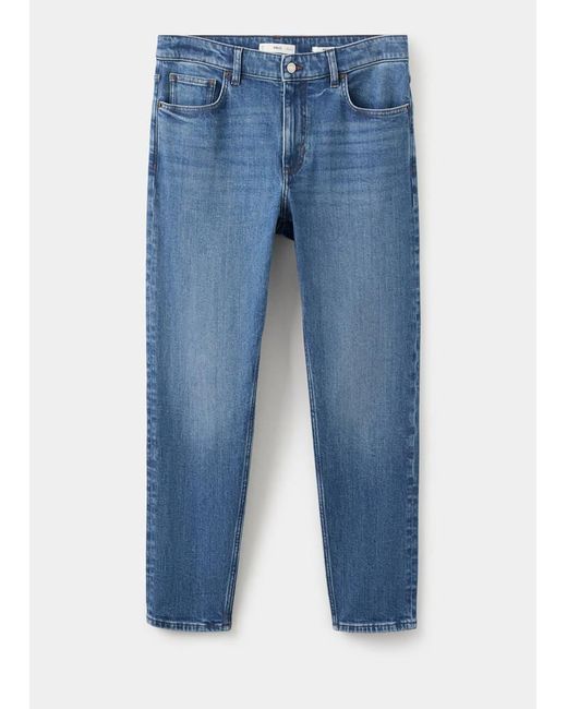 Mango Blue Ben Cropped Tapered-Fit Jeans for men