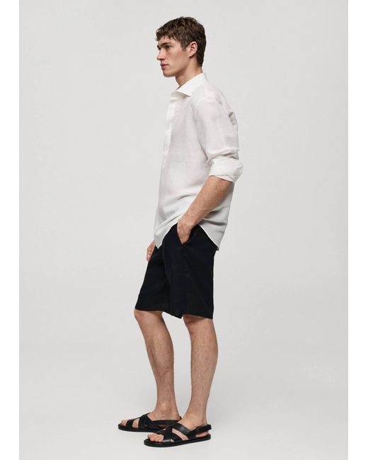 Mango White Relaxed-fit Linen Shirt Off for men