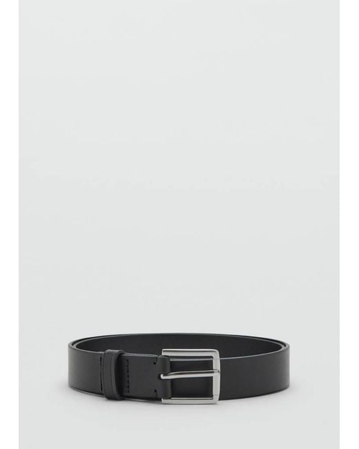 Mango Gray Buckle Leather Belt for men