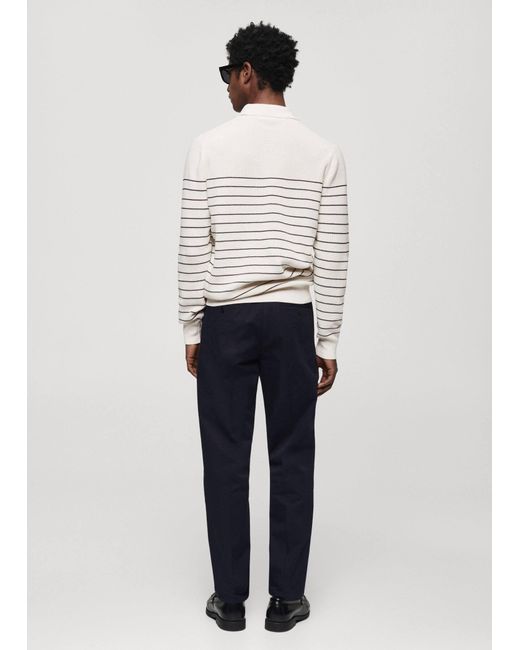 Mango White Striped Polo-style Sweater Off for men