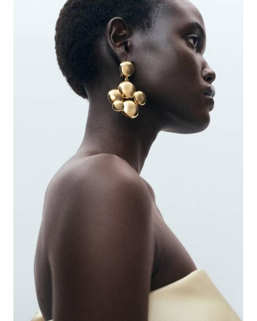 Mango Black Round Hanging Earrings