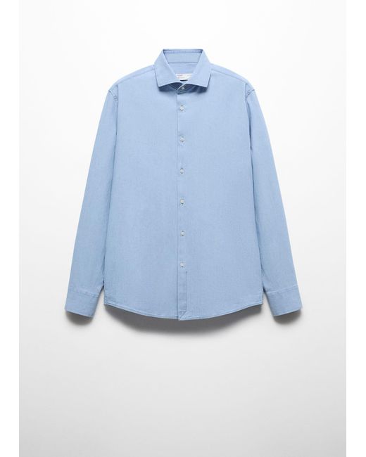 Mango Blue Slim Fit Shirt 100% Indigo Cotton Sky for men