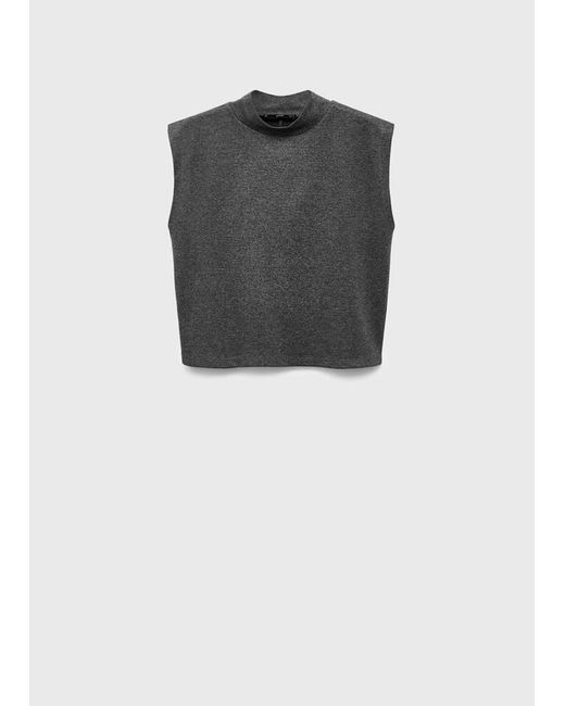 Mango Gray Perkins-Neck Top