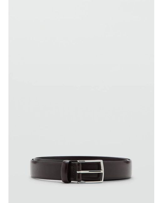 Mango Black Buckle Leather Belt for men
