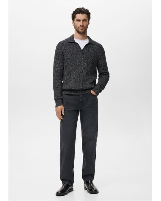 Pullover Polo 100% Cotone Grigio Scuro Vigoré di Mango in Blue da Uomo