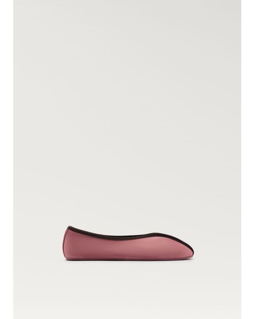 Mango Pink Satin Ballet Flats With Contrast Piping