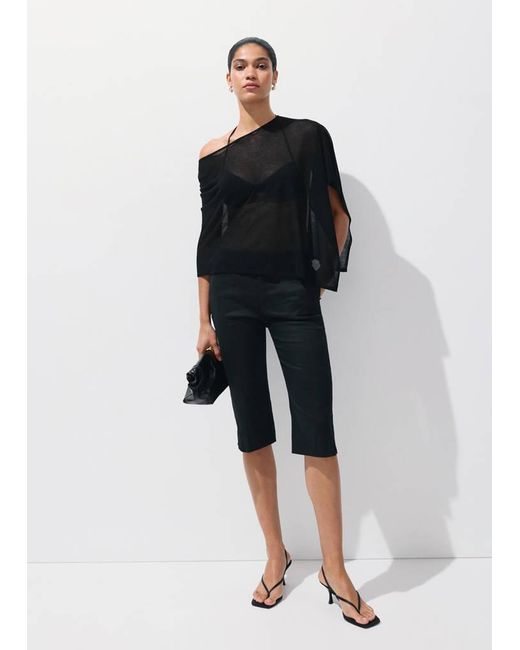 Mango Black Asymmetrical Knitted Cape