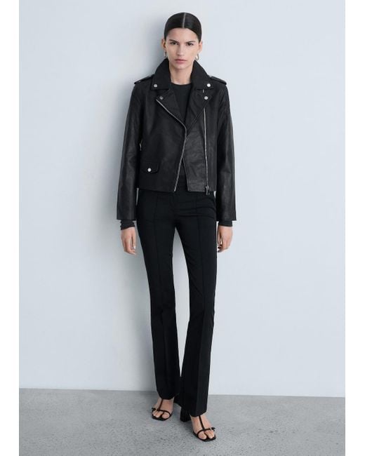 Mango Black Leather Biker Jacket