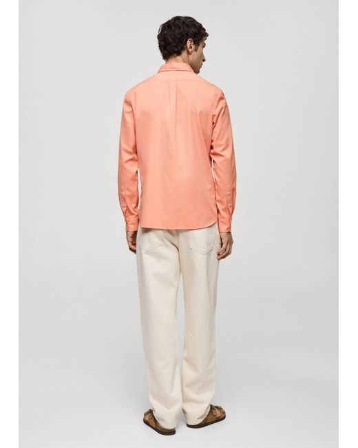 Mango Pink 100% Cotton Regular-fit Shirt for men
