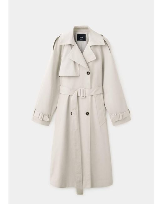 Mango Natural Long Double-Breasted Trench Coat