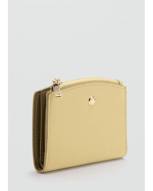 Mango Natural Wallet With Button Flap
