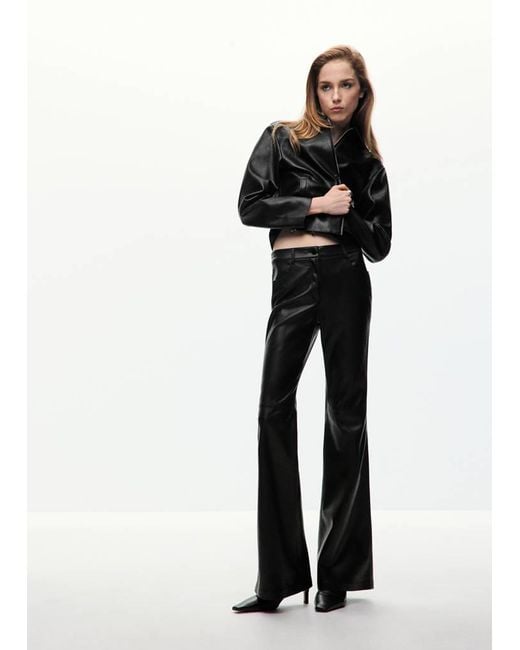 Mango Black Leather Zipper Jacket
