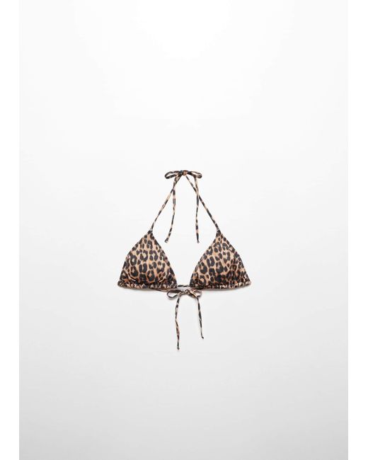 Mango White Leopard Bikini Top