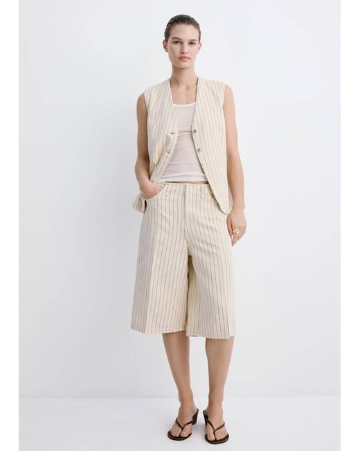 Mango Natural Pinstriped Suit Waistcoat