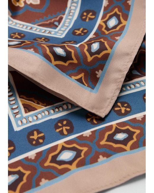 Mango Blue Paisley Satin Scarf