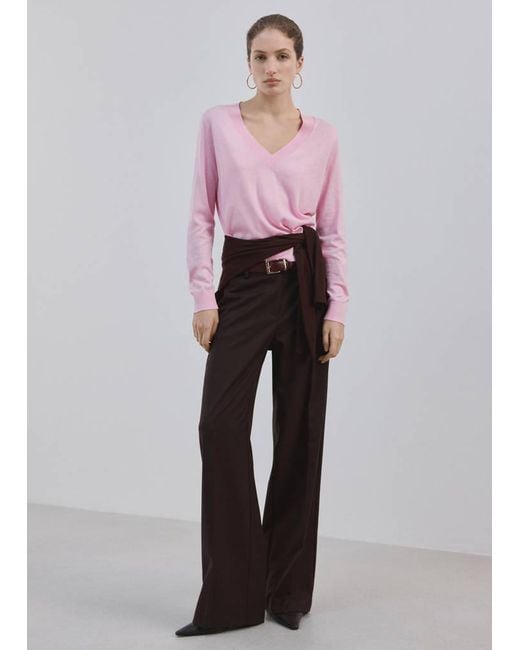 Mango Pink V-Neck Knit Sweater
