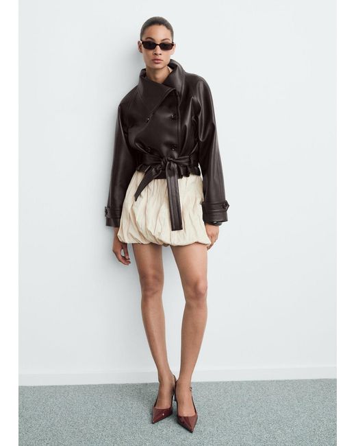 Mango Blue Faux-Leather Jacket With Maxi Lapels