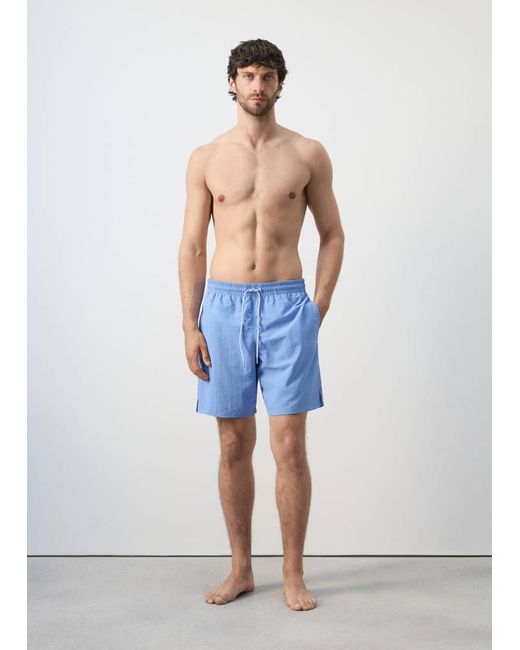 Mango Blue Basic Drawstring Swimsuit for men