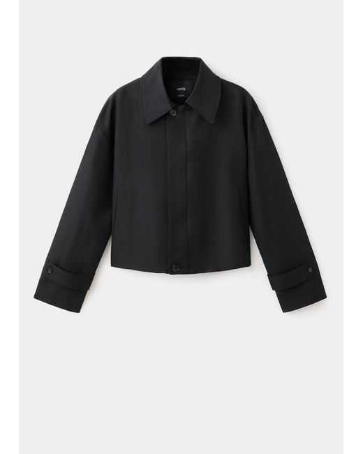 Mango Black Zipper Cotton Jacket
