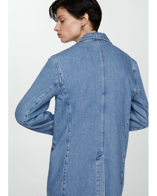 Mango Blue Denim Jacket With Buttons Medium