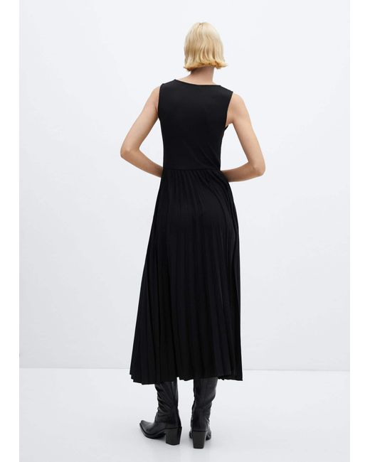 Mango Black Pleated Hem Dress