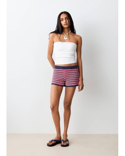 MANGO TEEN Red Crochet Shorts