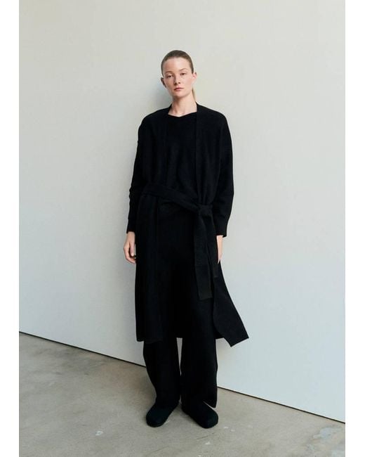 Mango Black Long Knitted Robe