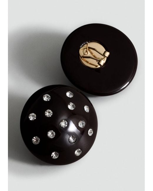 Boucles D'Oreilles Rondes Avec Ornements En Cristaux Marron Mango en coloris Black