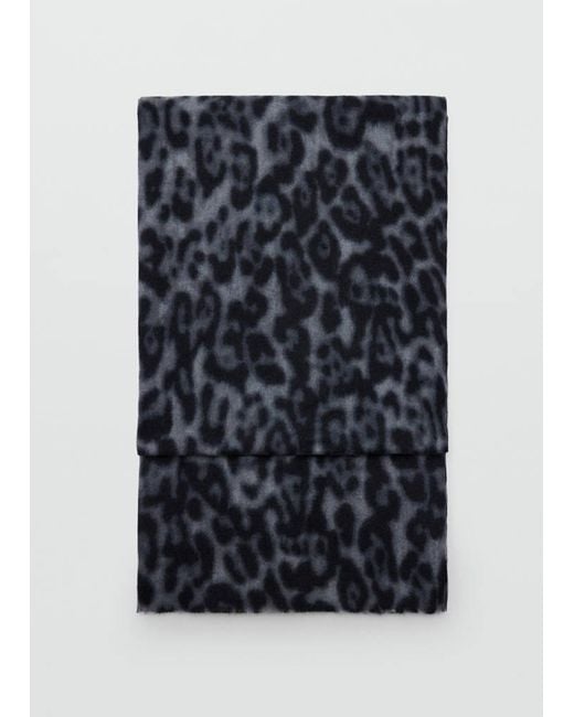Mango Blue Animal Print Scarf