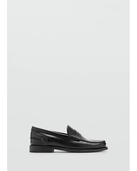 Mango Gray Aged-Leather Loafers for men
