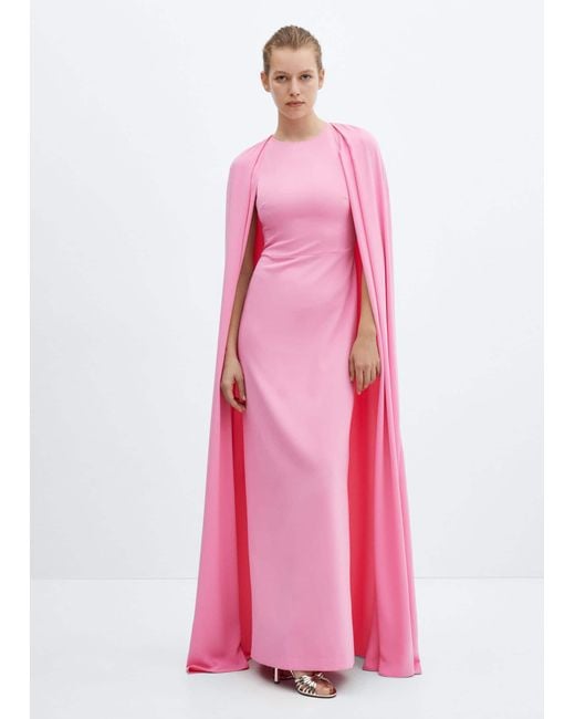 Mango Pink Double-layer Long Dress