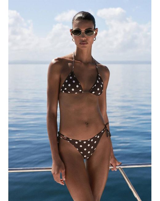 Mango Blue Polka Dot Triangle Bikini Top