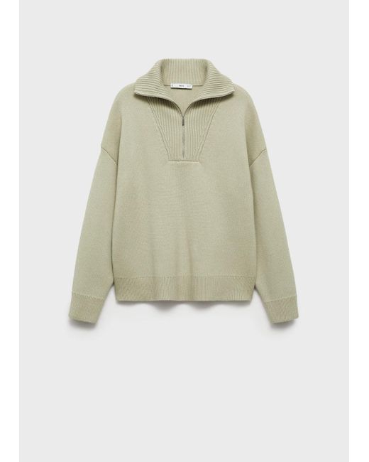 Mango Green Wool-Blend Sweater With Zip