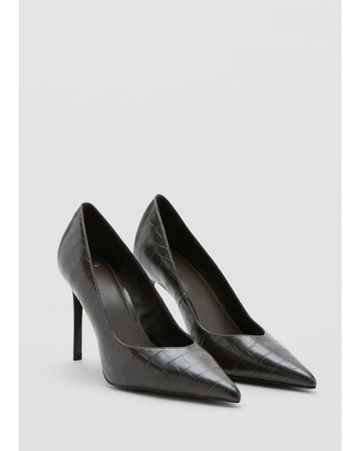 Mango Black Croc-Effect Heeled Shoes