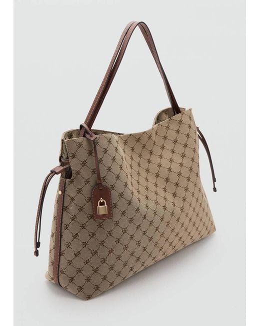 Mango Brown Jacquard Bucket Bag