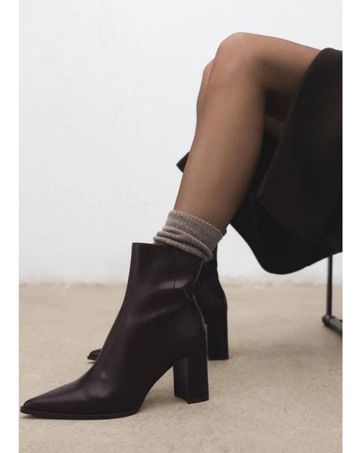 Mango Black Ankle Boots With Block Heel