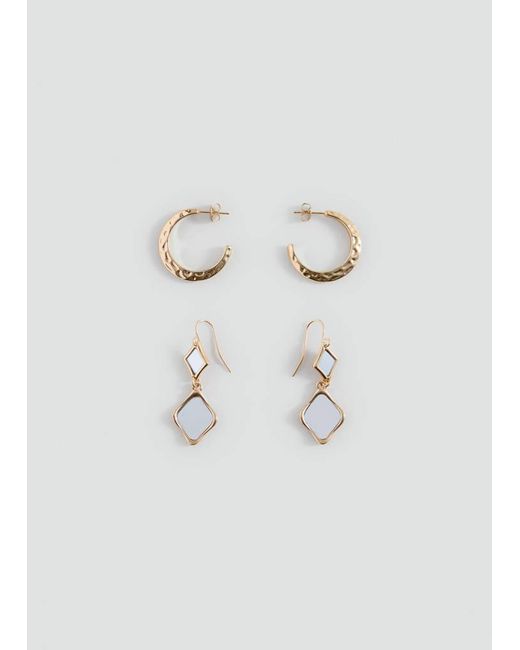 MANGO TEEN White Pack Of 2 Mixed Earrings