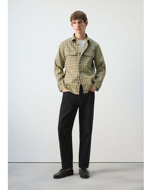 Mango Green Checked Jacket With Button Print for men